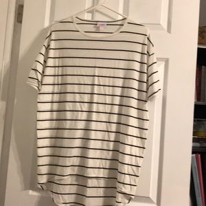 Lularoe XXS Irma Ribbed White w Black Stripes EUC